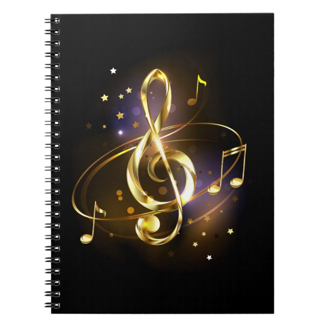 Guld Diskantnyckel Musik Anteckningsbok (Framsidan)