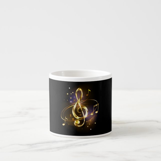 Guld Diskantnyckel Musik Espressomugg (Framsidan)