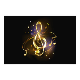 Guld Diskantnyckel Musik Fototryck