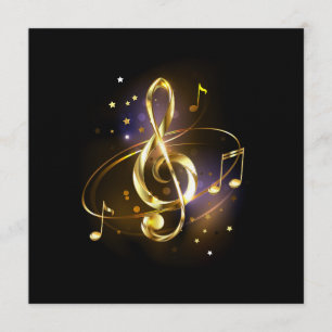 Guld Diskantnyckel Musik Inbjudningar