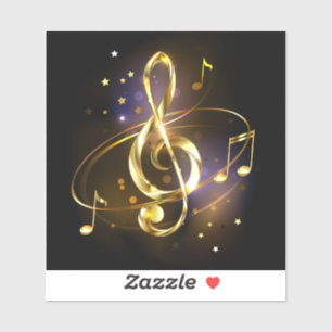 Guld Diskantnyckel Musik Klistermärken