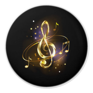 Guld Diskantnyckel Musik Knopp