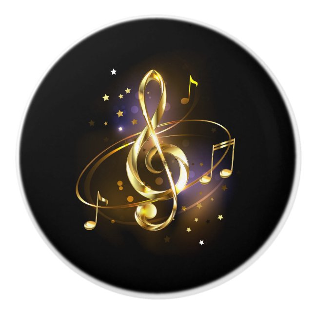 Guld Diskantnyckel Musik Knopp (Framsidan)