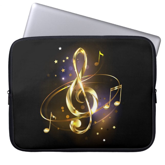 Guld Diskantnyckel Musik Laptop Fodral (Framsidan)
