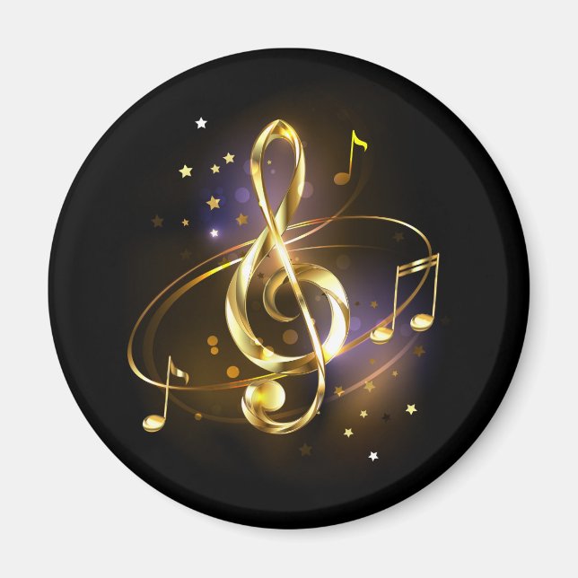Guld Diskantnyckel Musik Magnet (Framsidan)