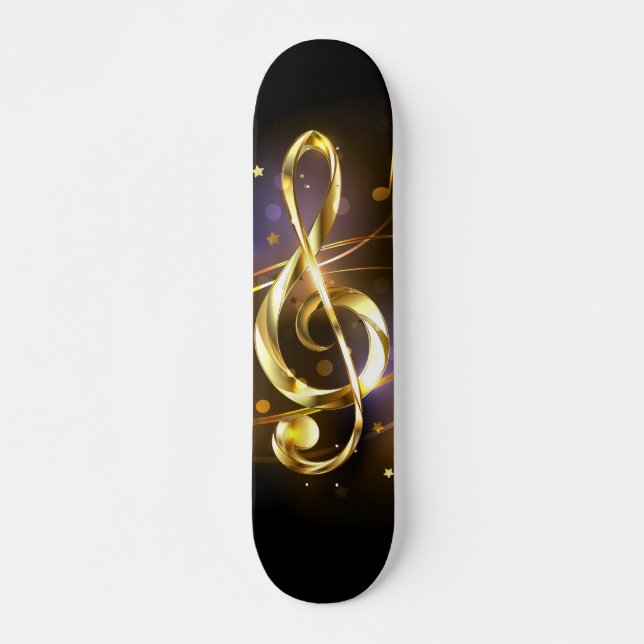 Guld Diskantnyckel Musik Mini Skateboard Bräda 18,5 Cm (Framsida)