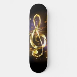 Guld Diskantnyckel Musik Mini Skateboard Bräda 18,5 Cm