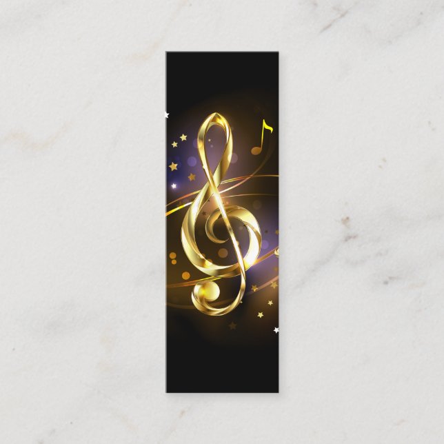 Guld Diskantnyckel Musik Mini Visitkort (Framsida)