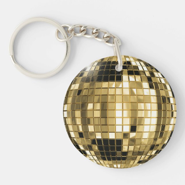 Guld- diskoboll Keychain för party (Framsidan)