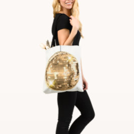Guld Diskoboll Motiv, Retro 70-talstema, Feminint Tygkasse