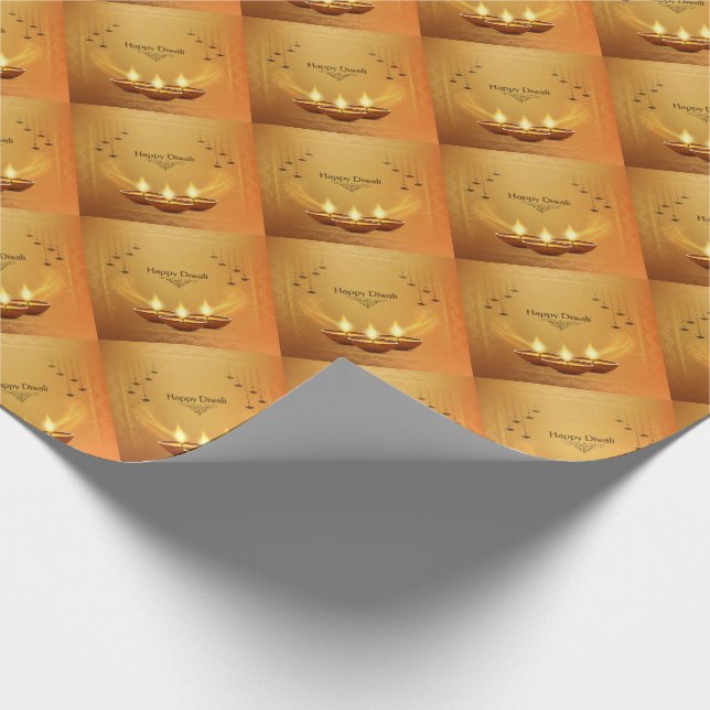Guld Diwali med Diya Presentpapper (Hörn)