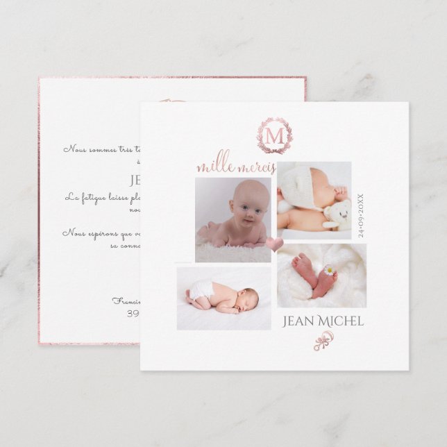 Guld DIY-monogram tackkort Inbjudningar (Fram/baksida)