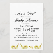 Guld- djungelbaby showerinbjudan