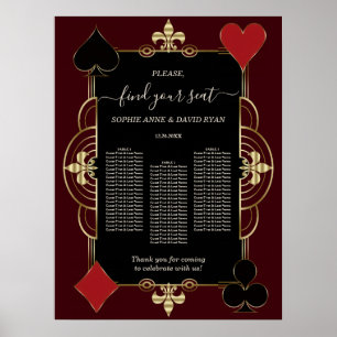 Guld Djup Burgunder Kasino Bröllop Stolskarta Poster