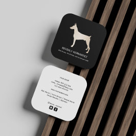 Guld Doberman Dog Walker Trainer Puppy sitta Fyrkantigt Visitkort