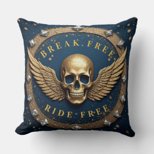 ☠️ Guld Dödskalle Gloria-symbol present För Rock F Kudde