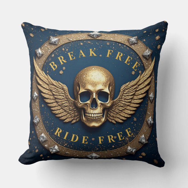 ☠️ Guld Dödskalle Gloria-symbol present För Rock F Kudde (Framsida)