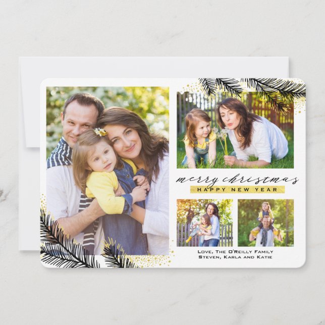 Guld dog Gräs Grenar jul | Julkort (Framsida)