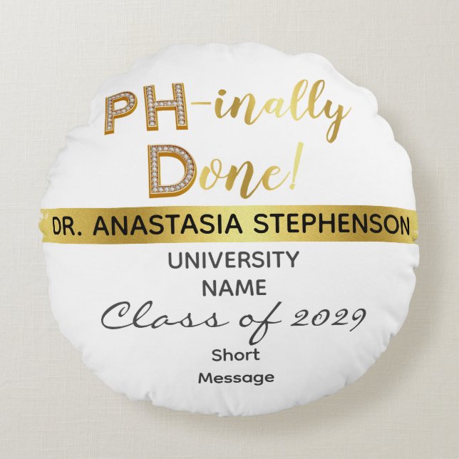 Guld doktorat PhD Studenten Ceremony Party Rund Kudde (Framsidan)