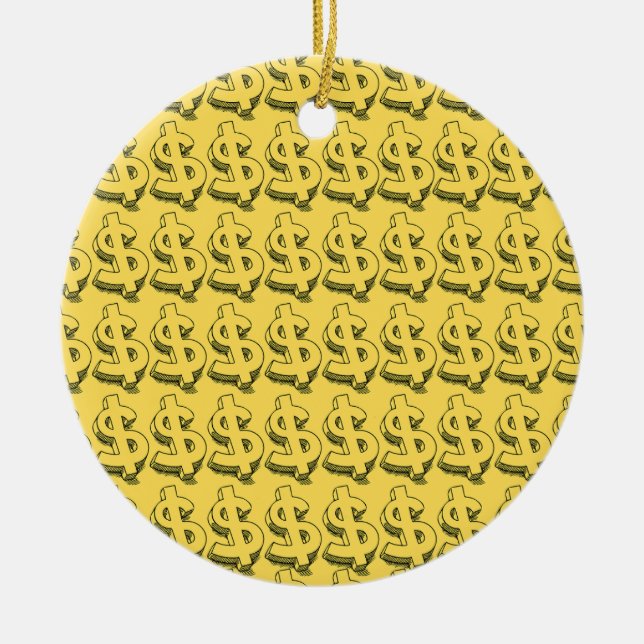 guld dolar julgransprydnad keramik (Framsidan)