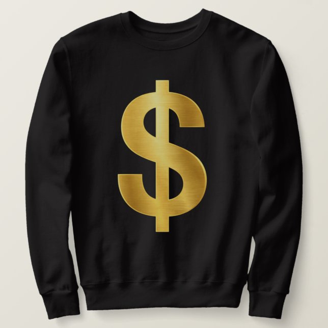 Guld Dollar Tecken Symbol – Lyx Pengar Minimalisti Lång Ärmad Tröja (Design framsida)