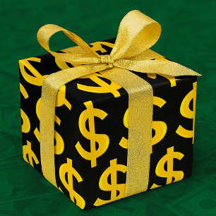 Guld Dollarstecken Fet Gul Pengasymbol Presentpapper