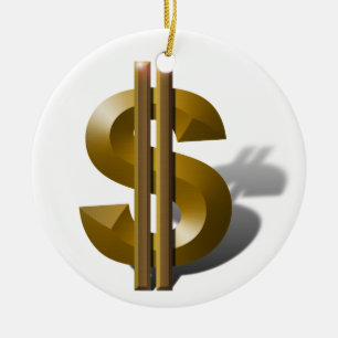 Guld-dollartecken Julgransprydnad Keramik