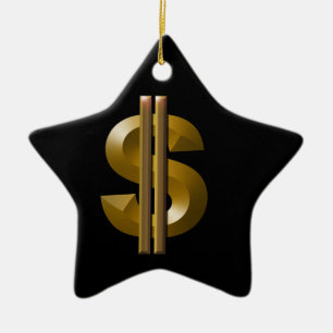 Guld-dollartecken Julgransprydnad Keramik
