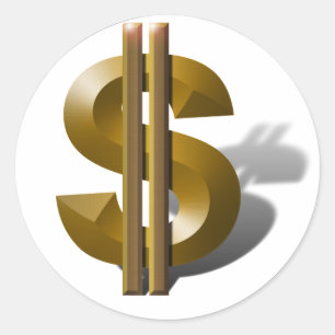Guld-dollartecken Runt Klistermärke
