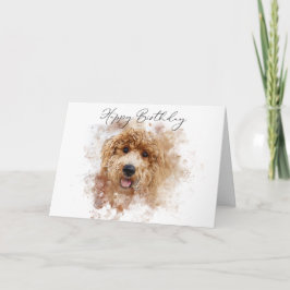 Guld Doodle Cavapoo Grattis på födelsedagen Kort