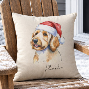 Guld Doodle Hund Jul Illustration Husdjur Namn Kudde