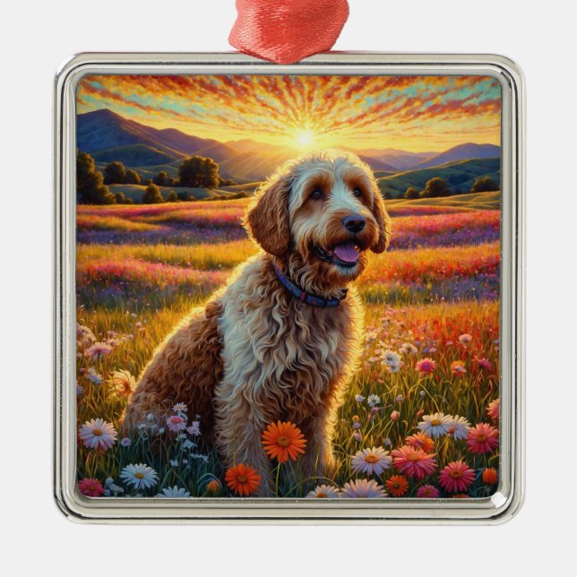 Guld Doodle hund Julgransprydnad Metall (Framsidan)