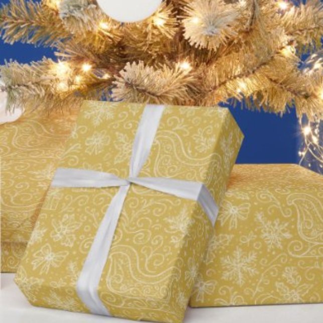 Guld Doodle jul Sleigh Mönster Presentpapper (Skapare uppladdad)