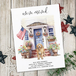 Guld Doodle Patriotisk Personlig Hund Flyttande Meddelande Vykort