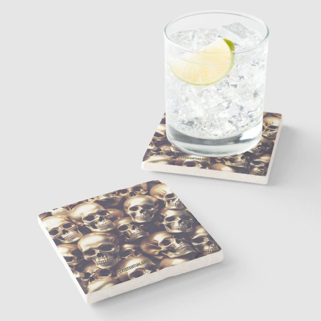 GULD Döskallar bevakning av EXISTENTISKA LITE- Stenunderlägg (Sidan)