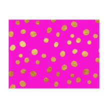 Guld Dots Faux Foil Shock rosa Magenta Mönster