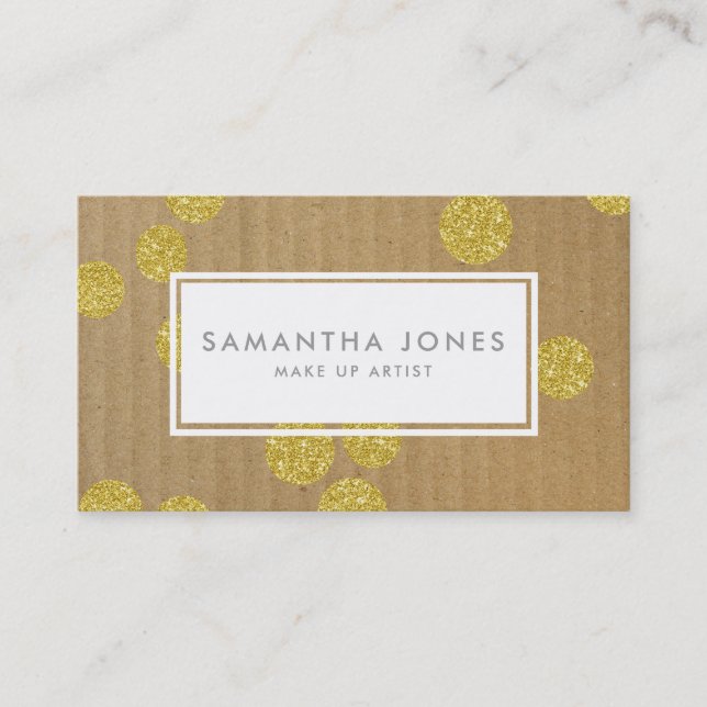 Guld dots Kraft Papper Modern Konstnär Visitkort (Framsida)