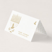 Guld Dove Menorah Hannukah Ställe-platskort