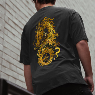 Guld Dragon 龍 Zodiac Gift kinesisk japansk 漢 字 T Shirt