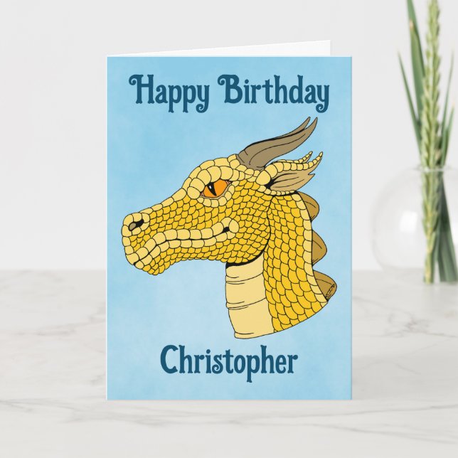 Guld Dragon Head in Profile Kort (Framsida)