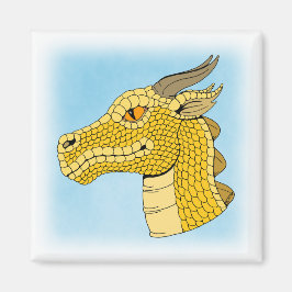 Guld Dragon Head in Profile Magnet