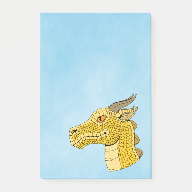 Guld Dragon Head in Profile Post-it Block (Framsida)