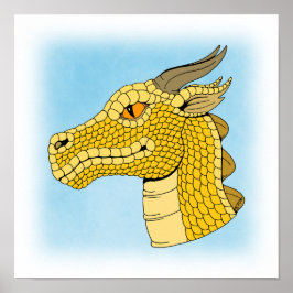 Guld Dragon Head in Profile Poster