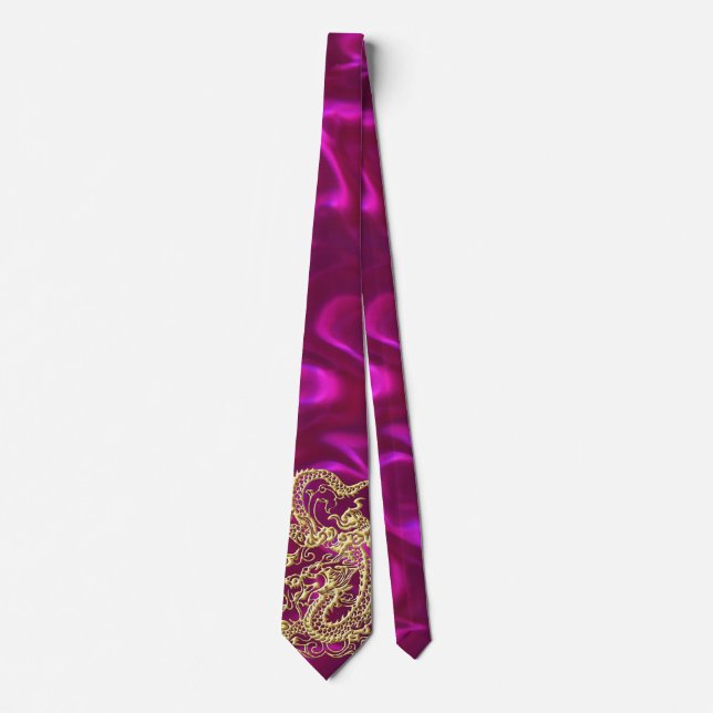 Guld Dragon Magenta Satin Lush Tie Slips (Framsida)