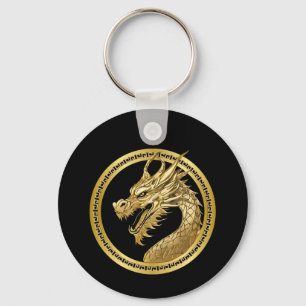 Guld Dragon- Nyckelring