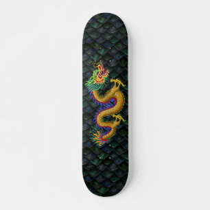 Guld Dragon on Grönt Dragon Scales Mini Skateboard Bräda 18,5 Cm