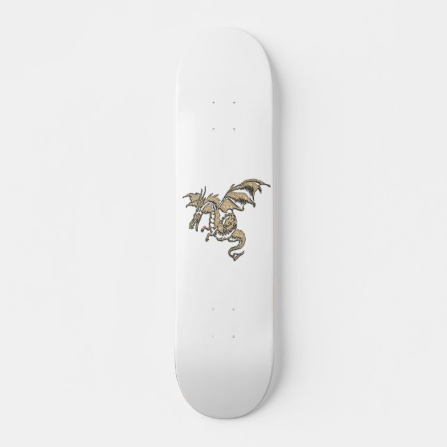 Guld Dragon on White Mini Skateboard Bräda 18,5 Cm (Framsida)