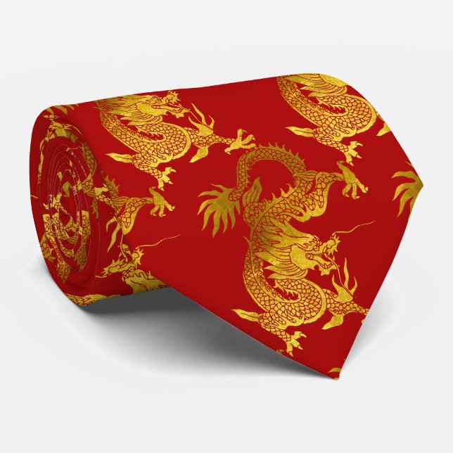 Guld Dragon Papercut Chinese New Year Zodiac Red Slips (Rullad)