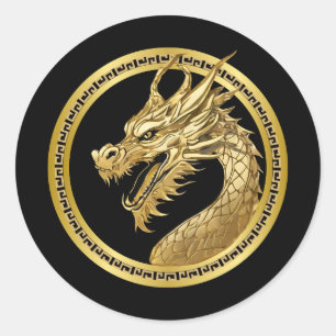 Guld Dragon Runt Klistermärke
