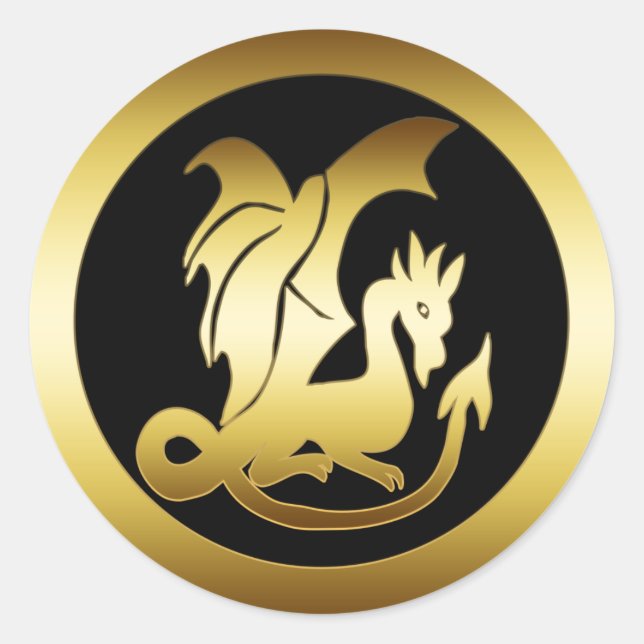GULD DRAGON RUNT KLISTERMÄRKE (Framsida)
